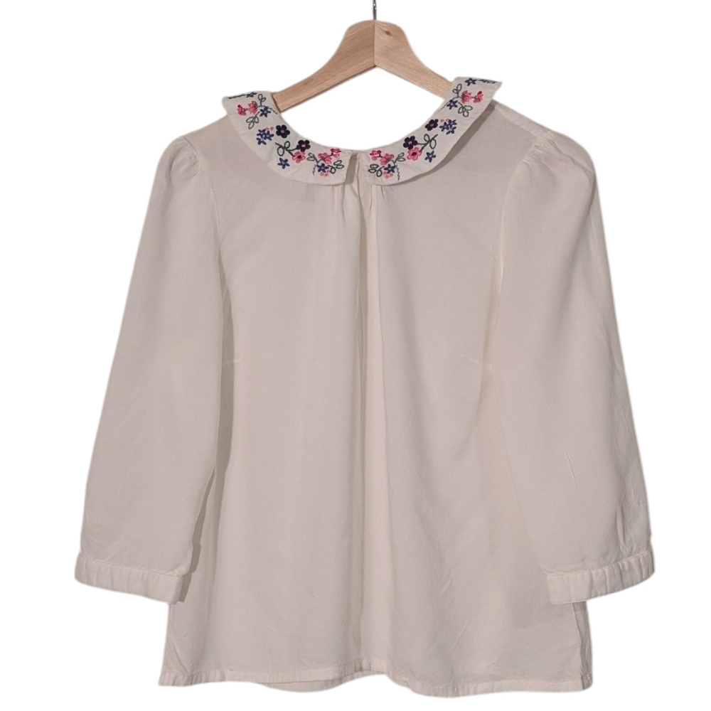 Cath Kidston Embroidered Collar Ehite Blouse